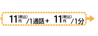 11円(税込)/1通話+10円/1分